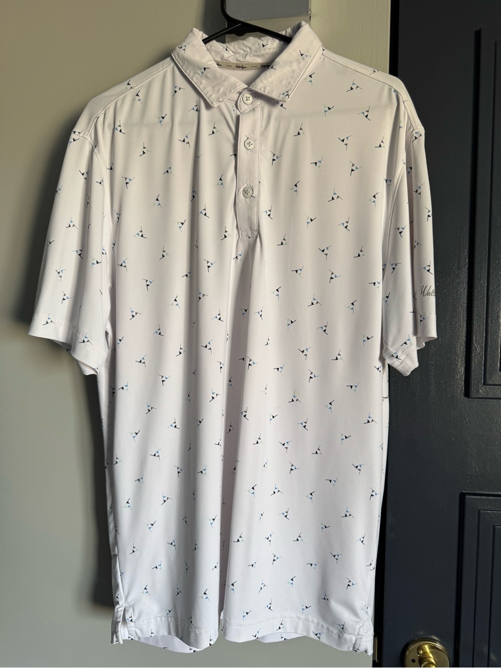 Walter Hagen Men's Golf Polo – White Geometric Print